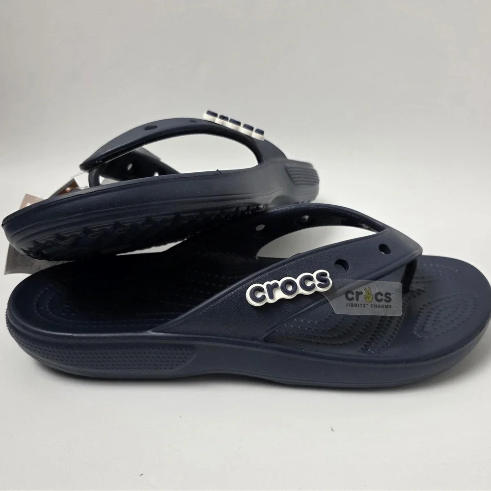 NEW Crocs Classic Thong Flip Flop Sandals Size Men's 9 Women's 11 Navy #925